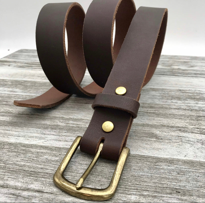 Dk. Brown Leather Belt (1 3/8”)