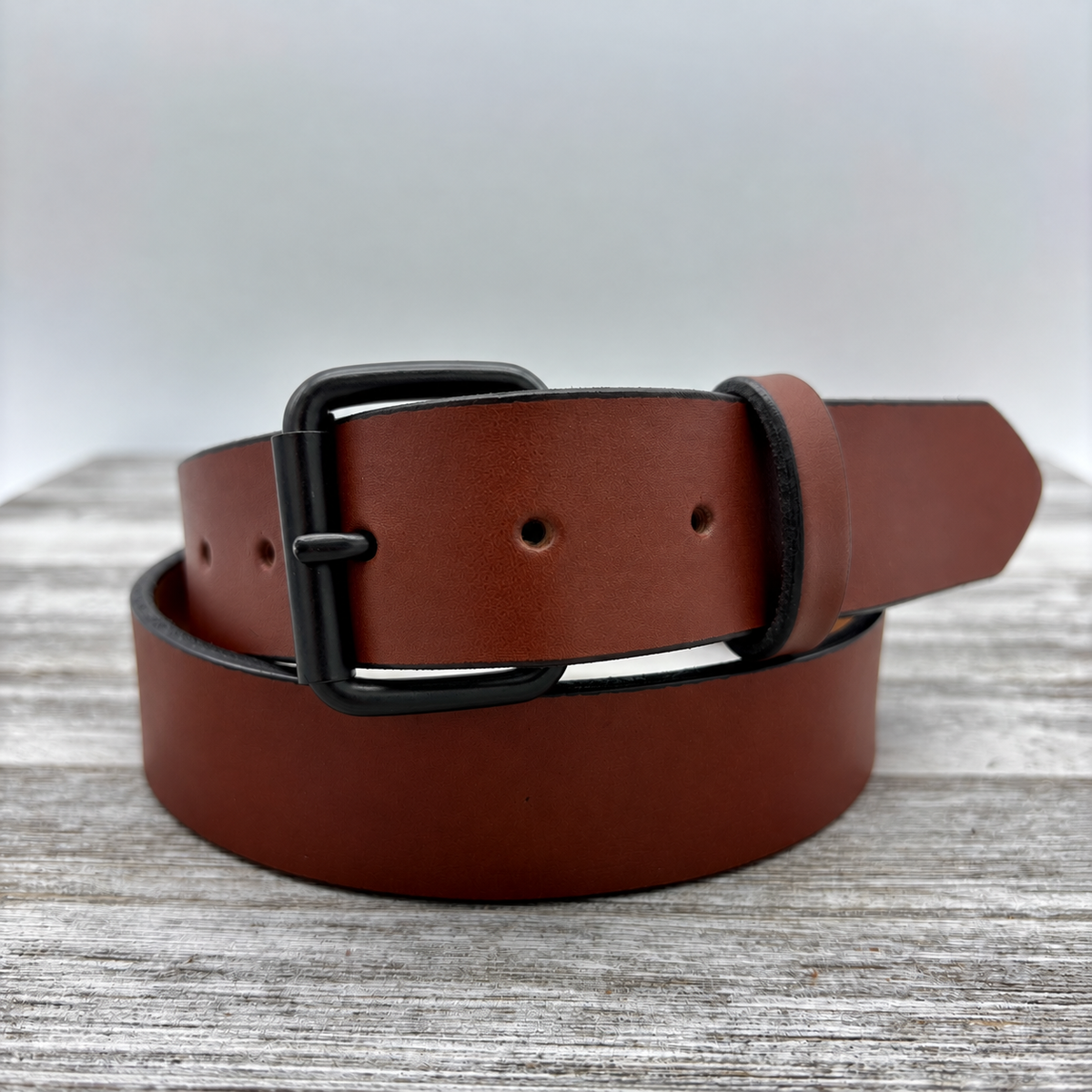 American Bridle Leather Belt – Brown – 1-1/2" – Black Buckle | Handmade in USA