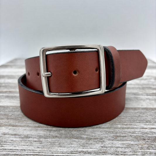 American Bridle Leather Belt – Brown – 1-1/2" – Silver Buckle | Handmade in USA