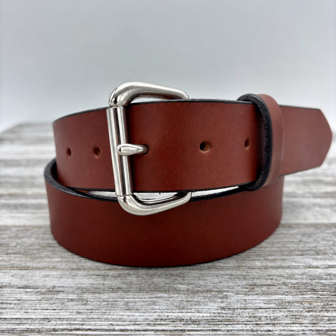 American Bridle Leather Belt – Brown – 1-1/2" – Silver Buckle | Handmade in USA