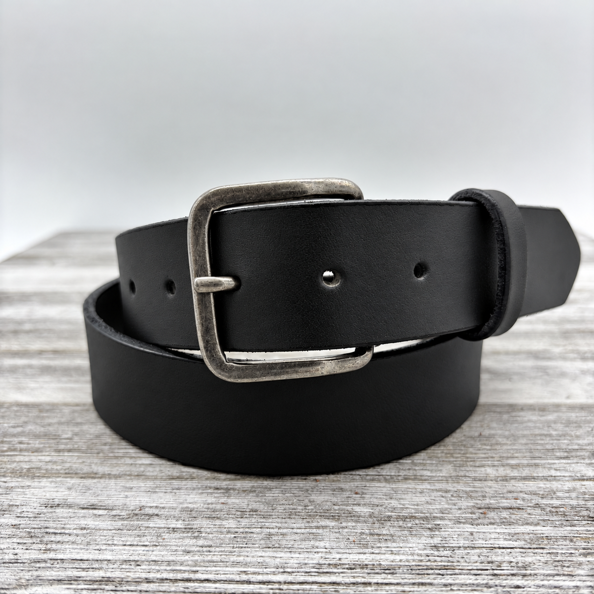 American Bridle Leather Belt – Black – 1-1/2" – Antique Silver Buckle | Handmade in USA