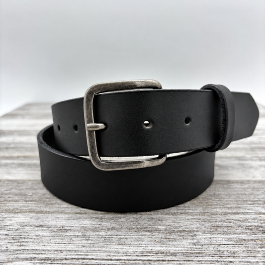 American Bridle Leather Belt – Black – 1-1/2" – Antique Silver Buckle | Handmade in USA