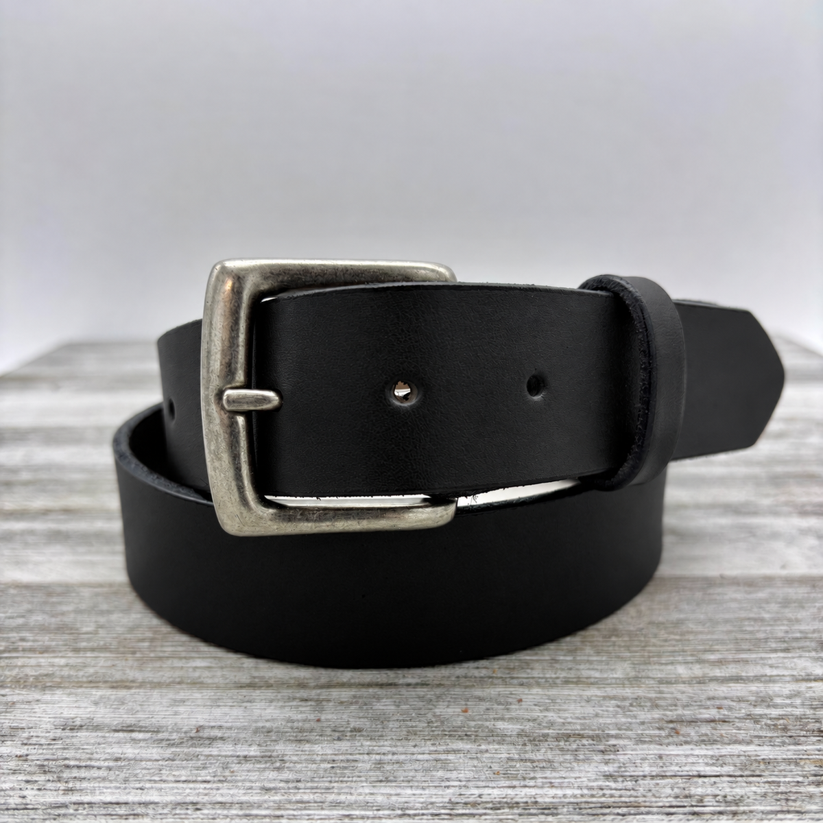 American Bridle Leather Belt – Black – 1-1/2" – Antique Silver Buckle | Handmade in USA