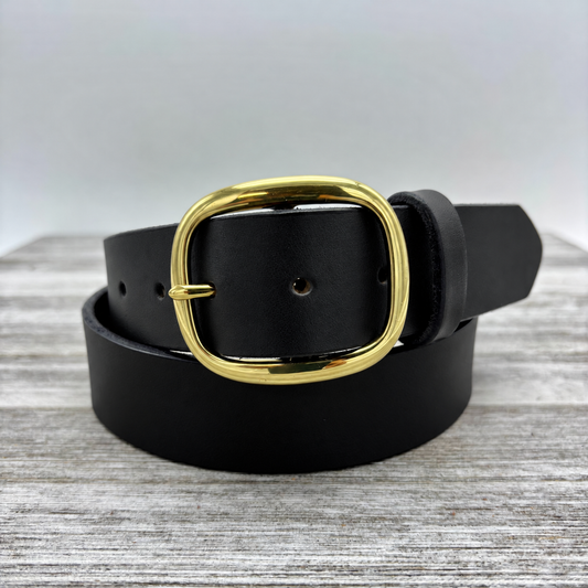 American Bridle Leather Belt – Black – 1-1/2" – Brass Buckle | Handmade in USA (Copy)