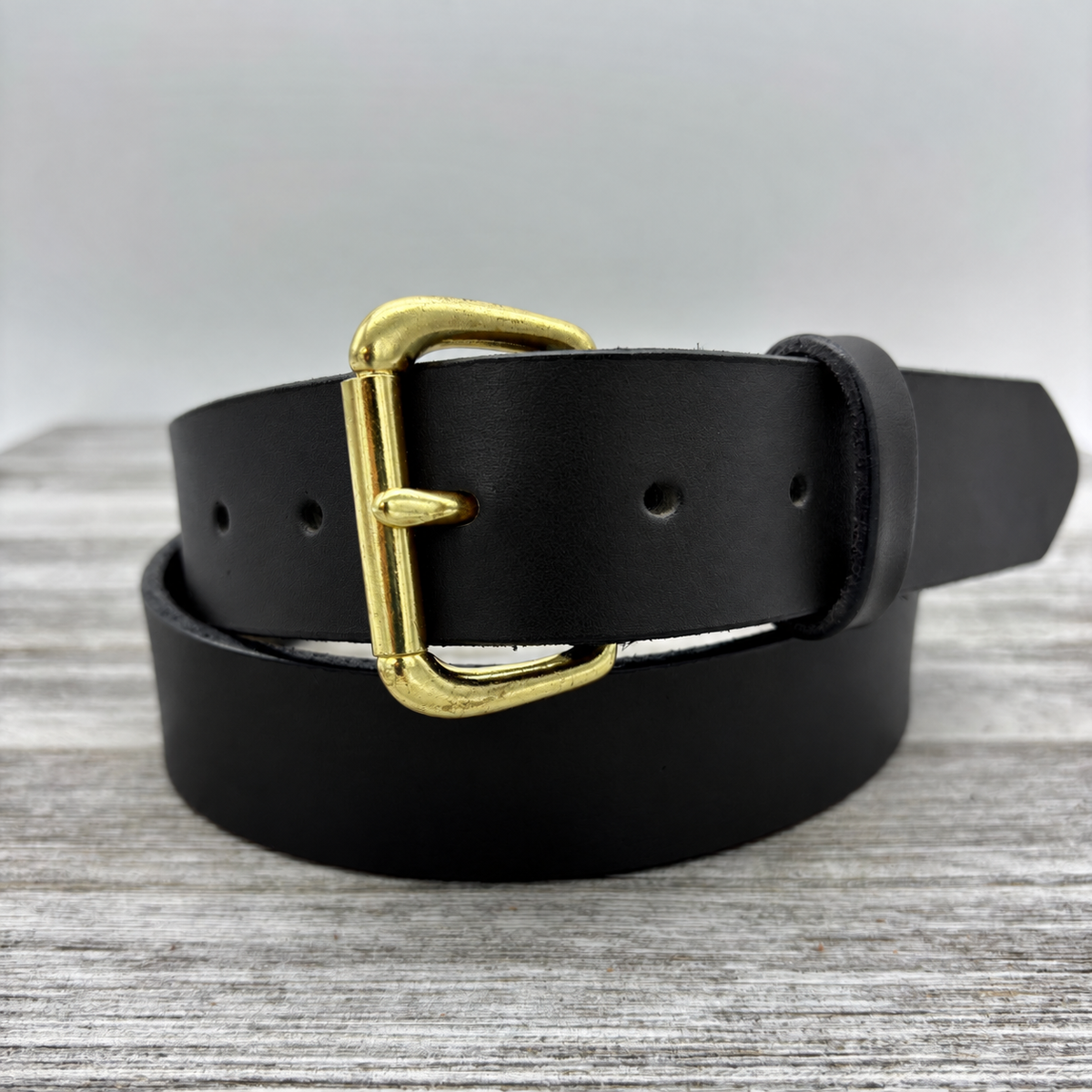 American Bridle Leather Belt – Black – 1-1/2" – Brass Buckle | Handmade in USA