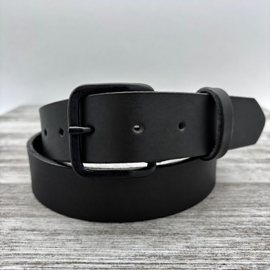 American Bridle Leather Belt – Black – 1-1/2" – Black Buckle | Handmade in USA