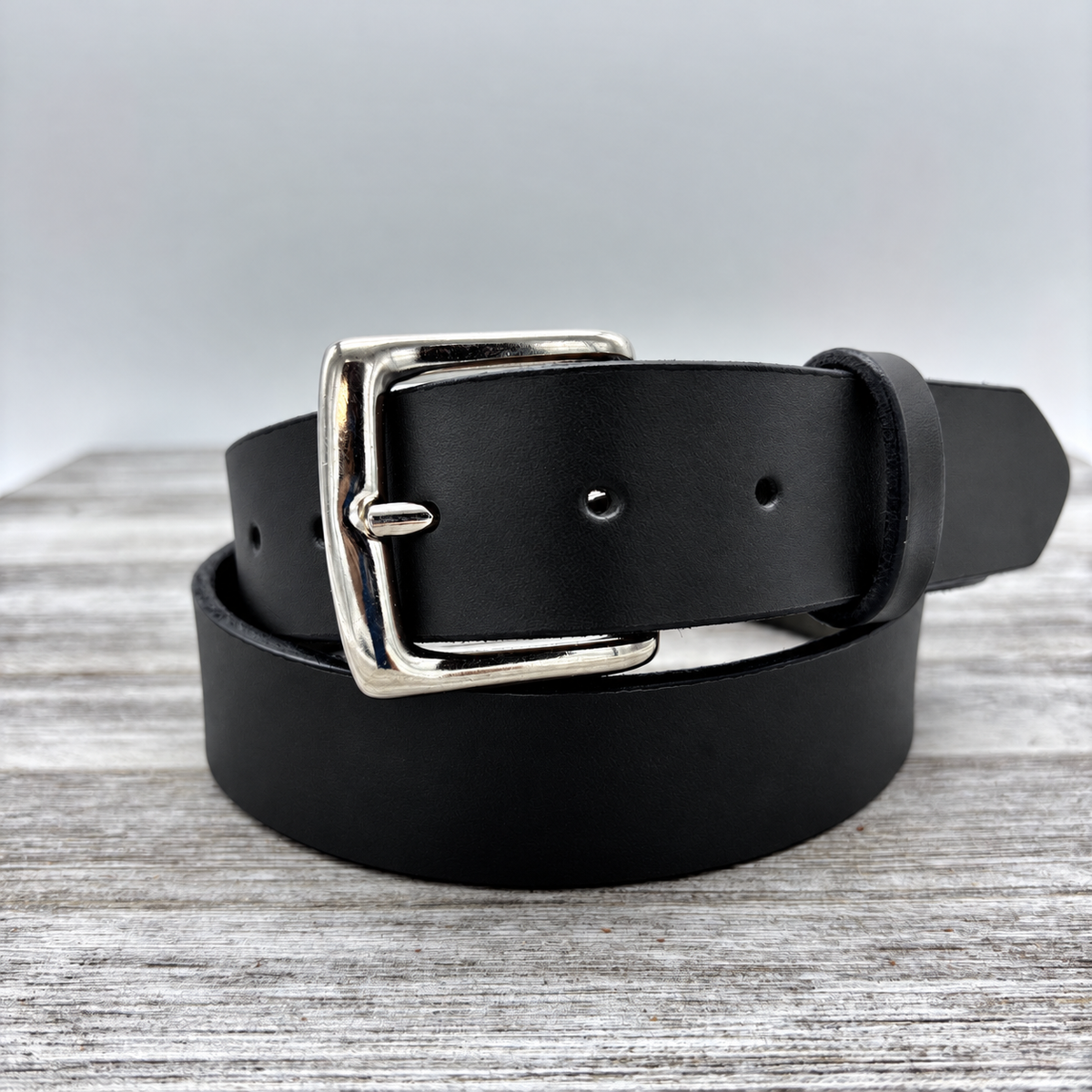 American Bridle Leather Belt – Black – 1-1/2" – Silver Buckle | Handmade in USA