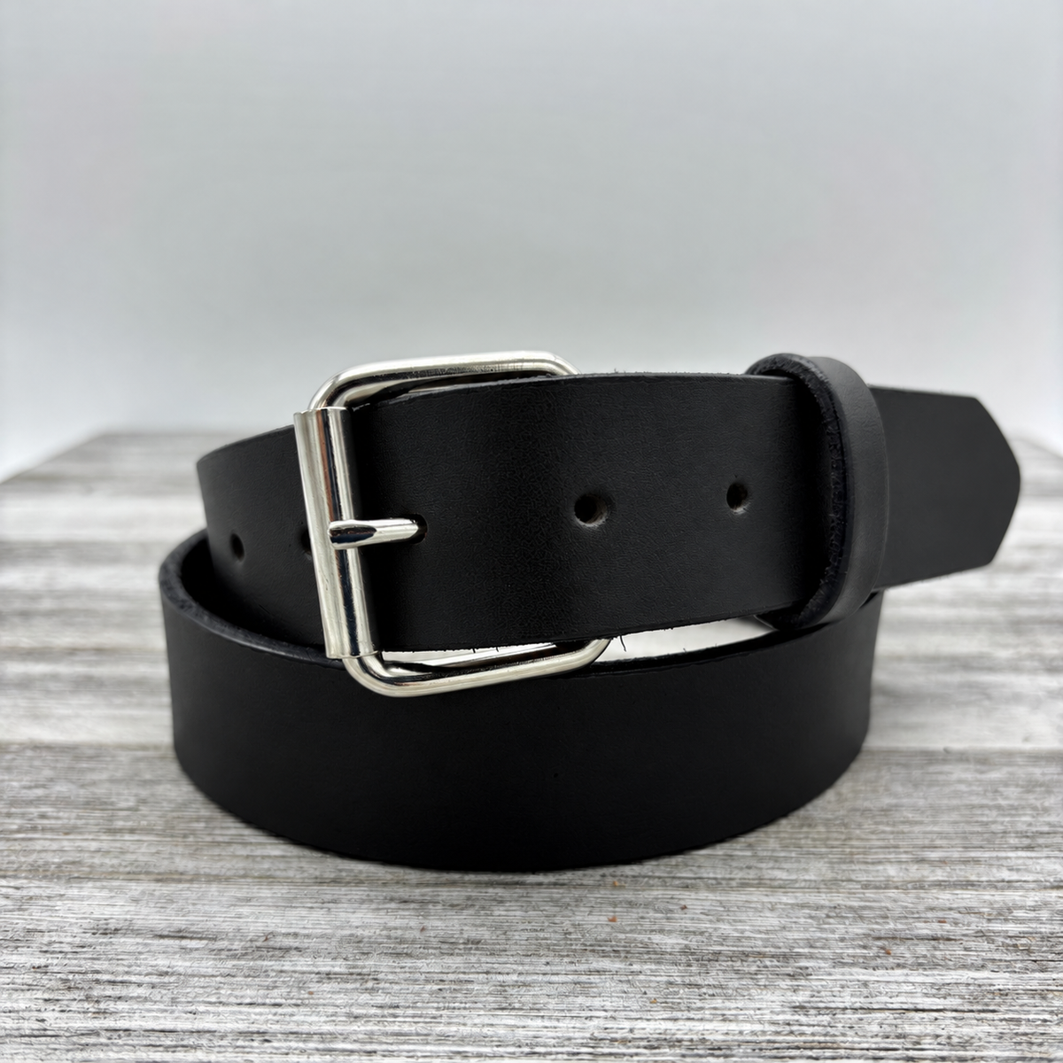 American Bridle Leather Belt – Black – 1-1/2" – Silver Buckle | Handmade in USA