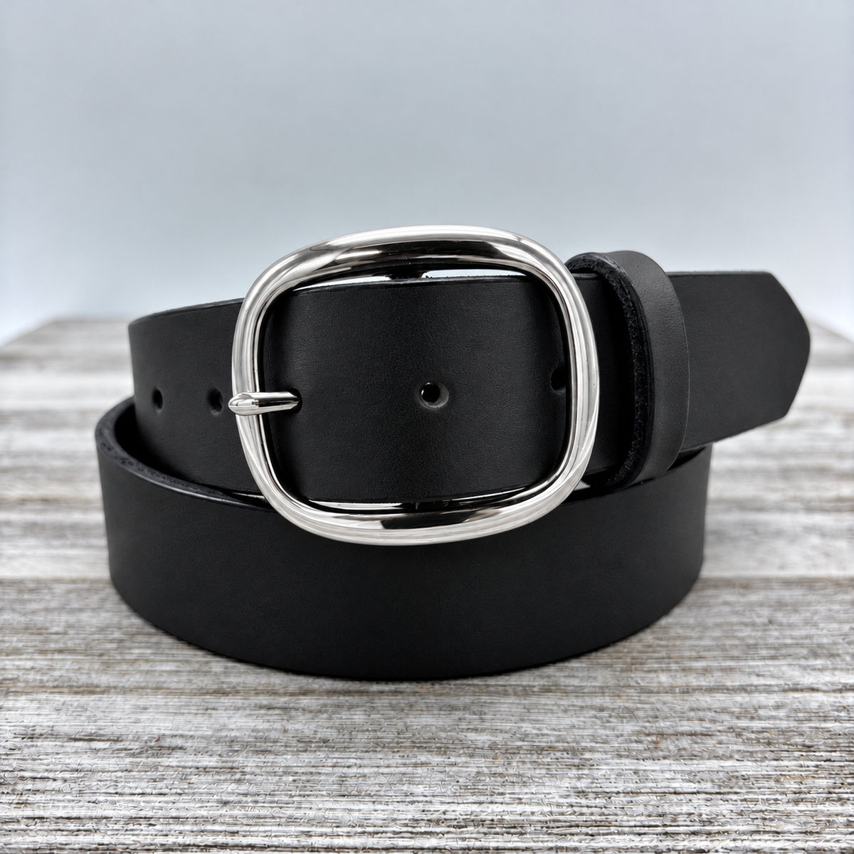 American Bridle Leather Belt – Black – 1-1/2" – Silver Buckle | Handmade in USA