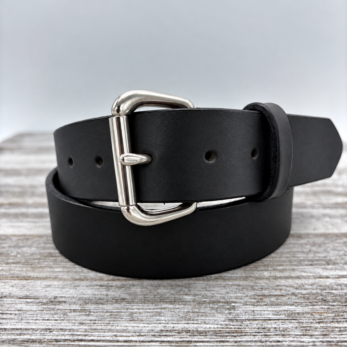 American Bridle Leather Belt – Black – 1-1/2" – Silver Buckle | Handmade in USA