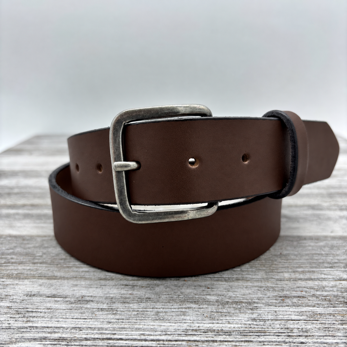 American Bridle Leather Belt – Dark Brown – 1-1/2" – Antique Silver Buckle | Handmade in USA