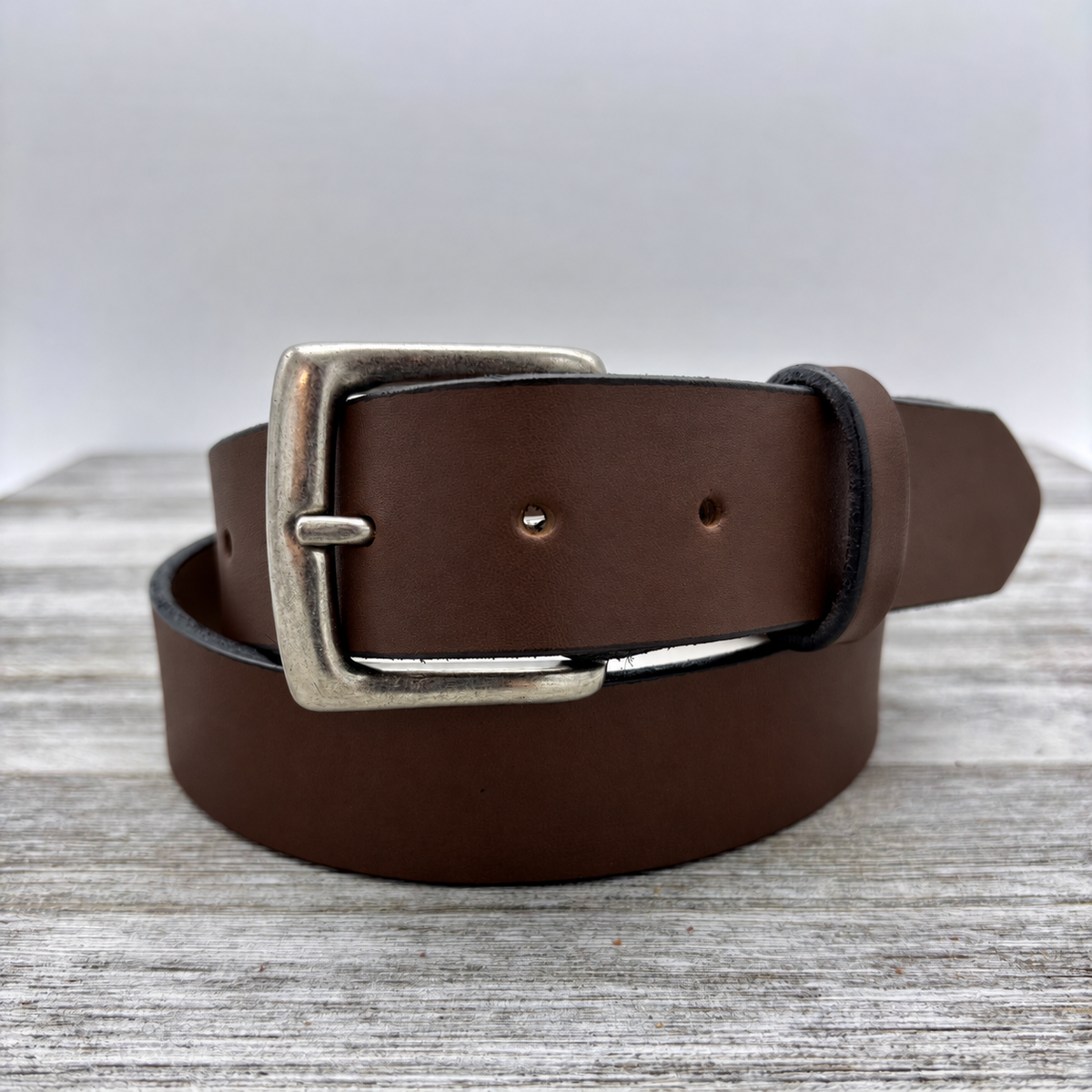 American Bridle Leather Belt – Dark Brown – 1-1/2" – Antique Silver Buckle | Handmade in USA
