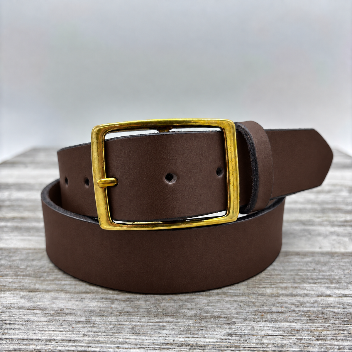 American Bridle Leather Belt – Dark Brown – 1-1/2" - Brass Buckle | Handmade in USA