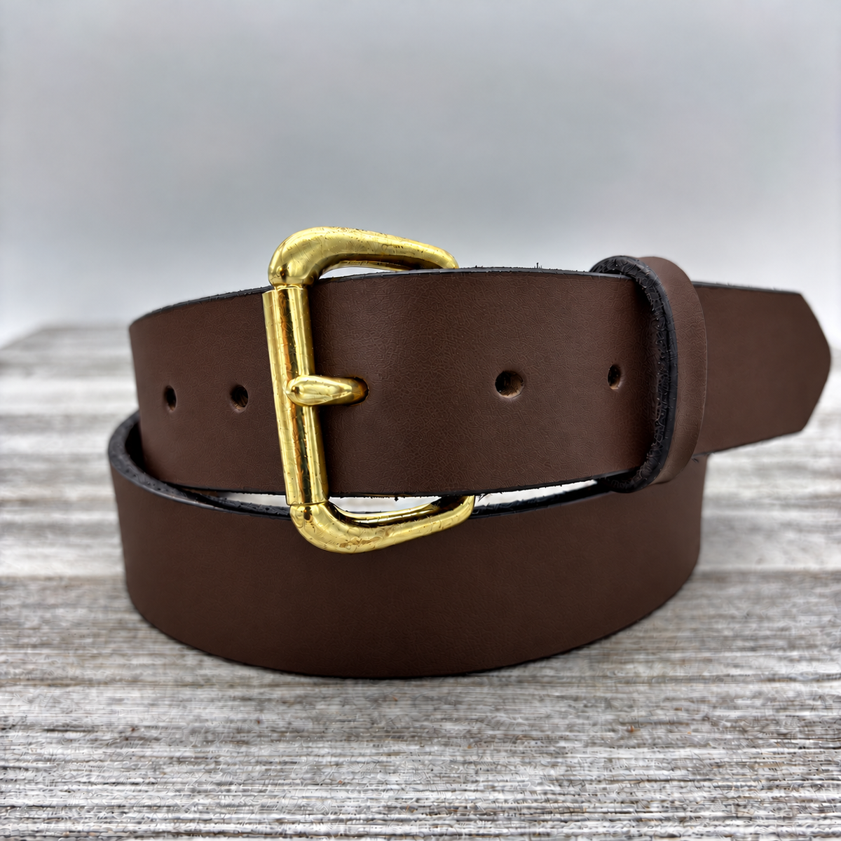 American Bridle Leather Belt – Dark Brown – 1-1/2" - Brass Buckle | Handmade in USA