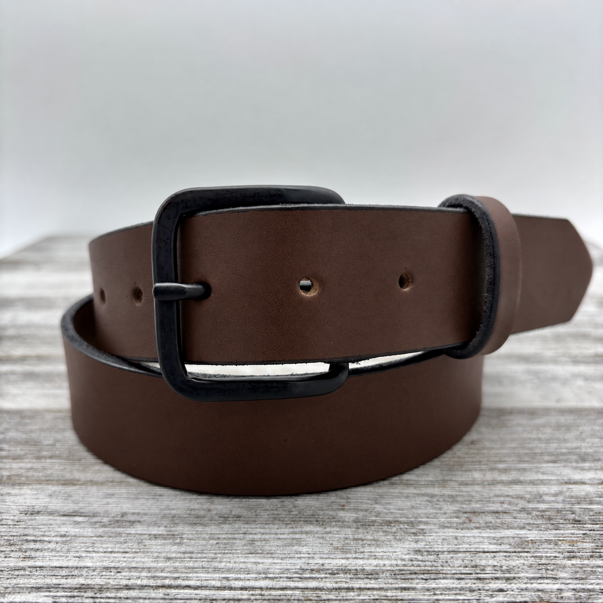 American Bridle Leather Belt – Dark Brown – 1-1/2" – Black Buckle | Handmade in USA