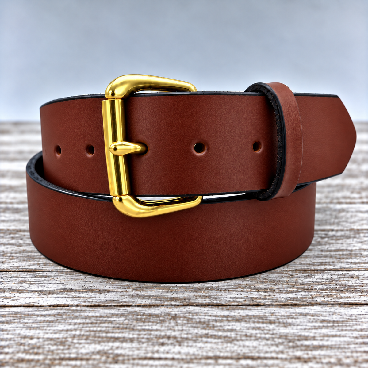 American Bridle Leather Belt – Brown – 1-3/4"  Brass Buckle | Handmade in USA