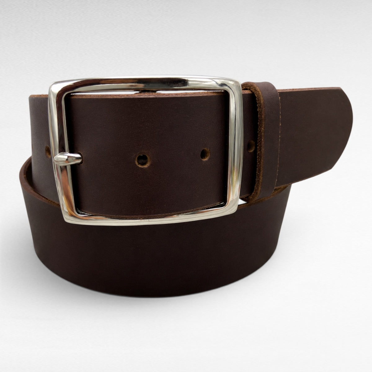 Classic Water Buffalo Leather Belt – Dark Brown – 1-3/4" | Handmade in USA