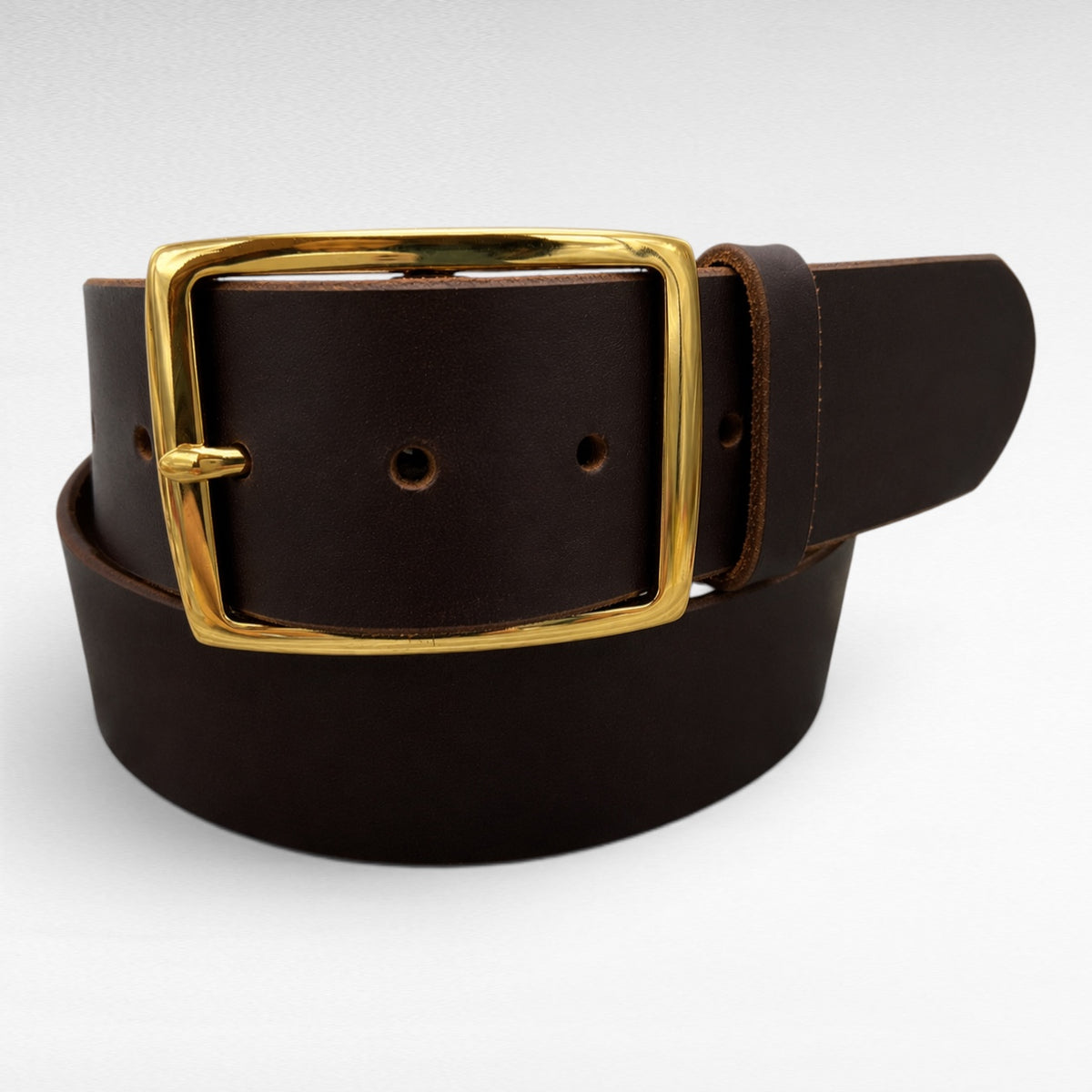 Classic Water Buffalo Leather Belt – Dark Brown – 1-3/4" | Handmade in USA