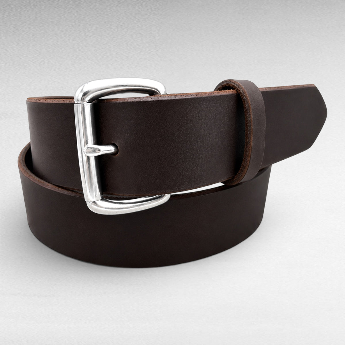Classic Water Buffalo Leather Belt – Dark Brown – 1-3/4" | Handmade in USA
