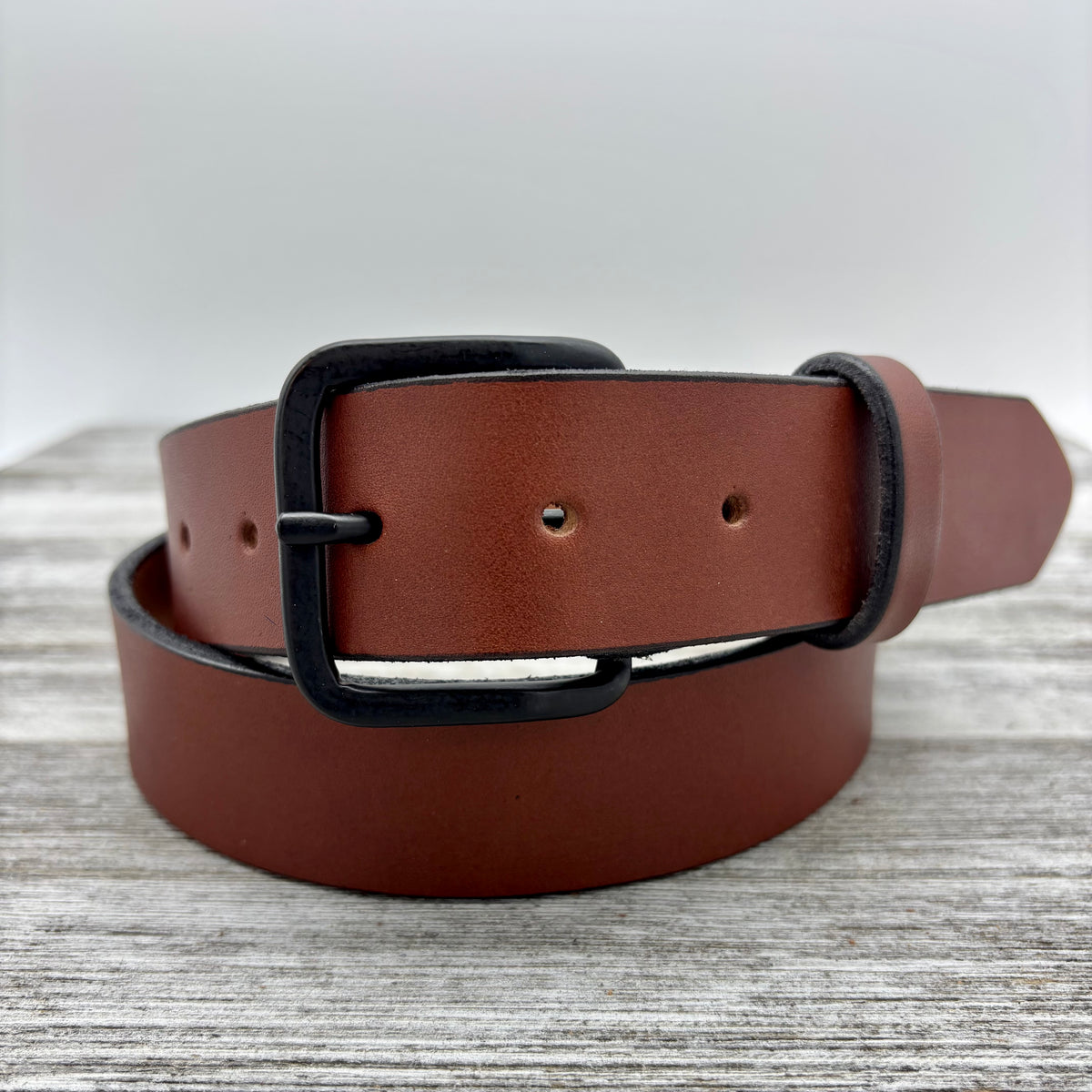 American Bridle Leather Belt – Brown – 1-1/2" – Black Buckle | Handmade in USA