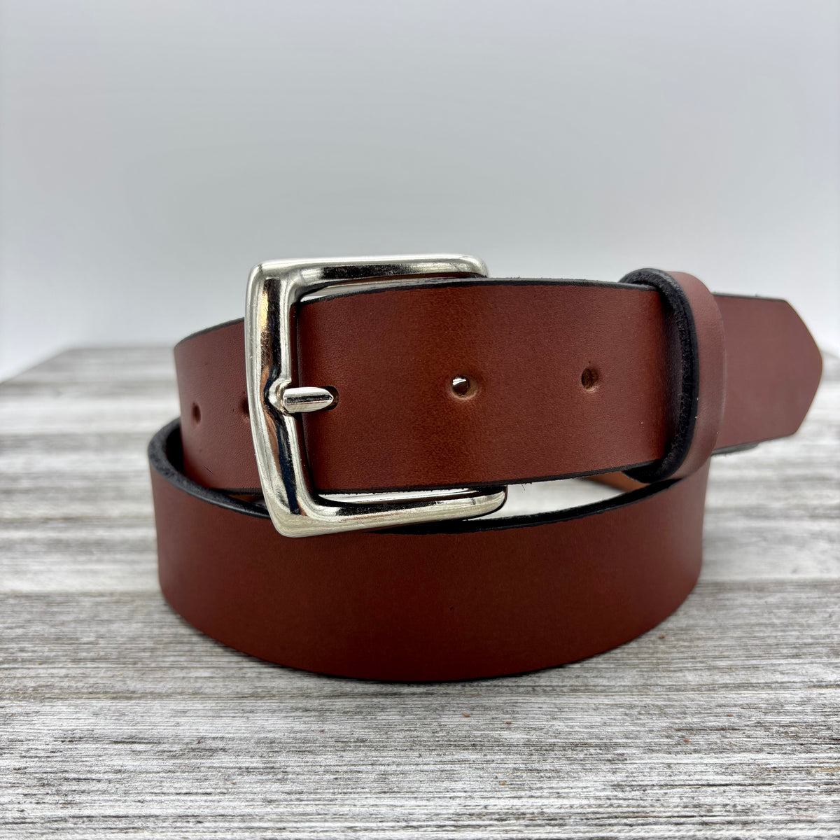 American Bridle Leather Belt – Brown – 1-1/2" – Silver Buckle | Handmade in USA