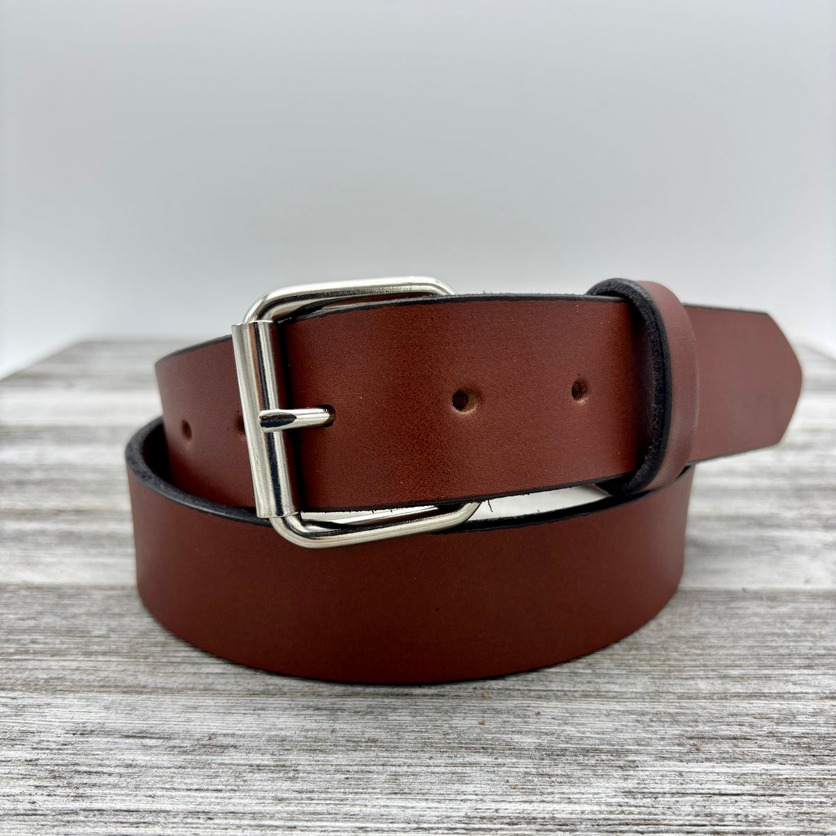 American Bridle Leather Belt – Brown – 1-1/2" – Silver Buckle | Handmade in USA