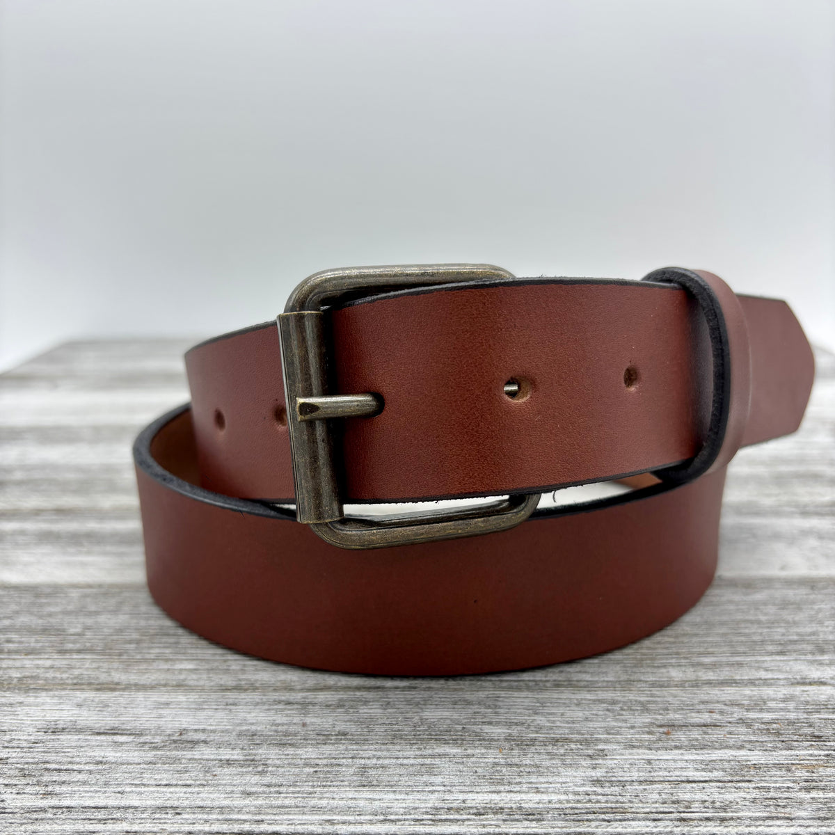 American Bridle Leather Belt – Brown – 1-1/2" – Antique Brass Buckle | Handmade in USA (Copy)