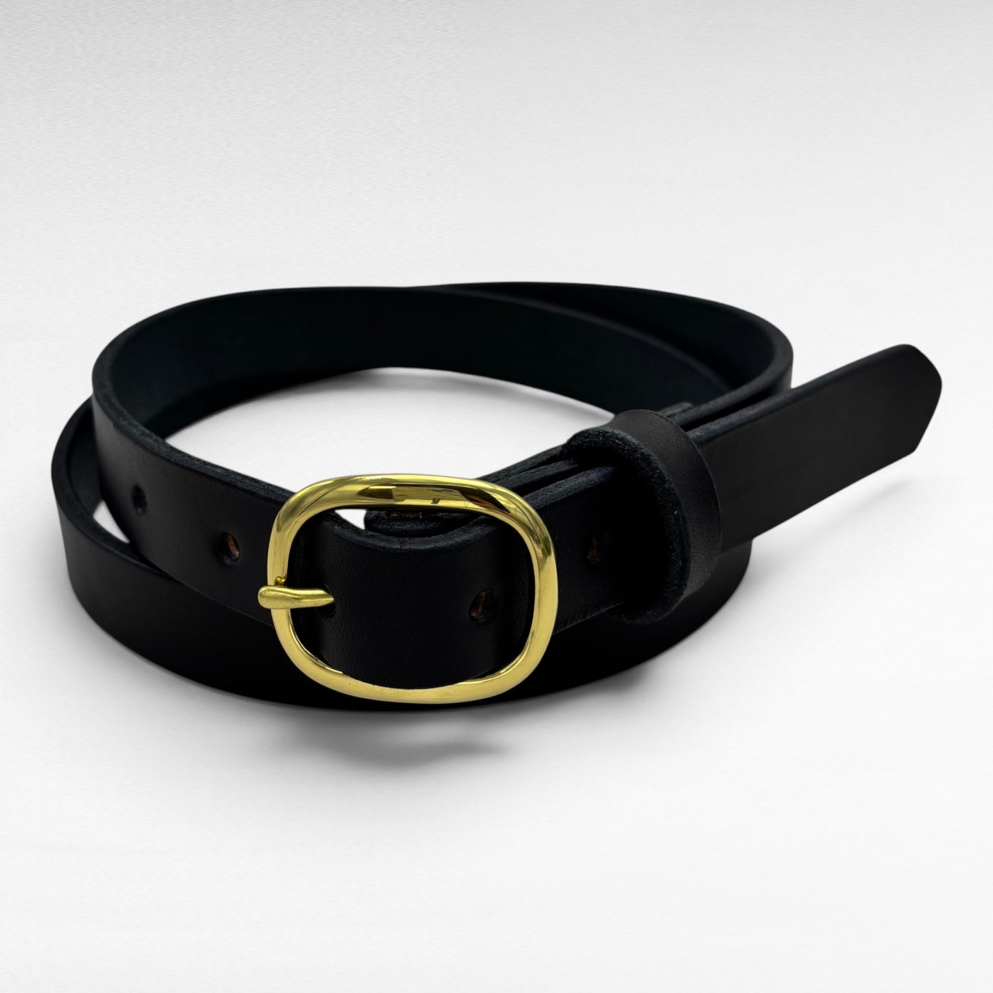 Black Bridle Leather Belt – 1” | Handcrafted in USA