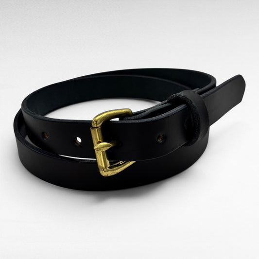 Black Bridle Leather Belt – 1” | Handcrafted in USA