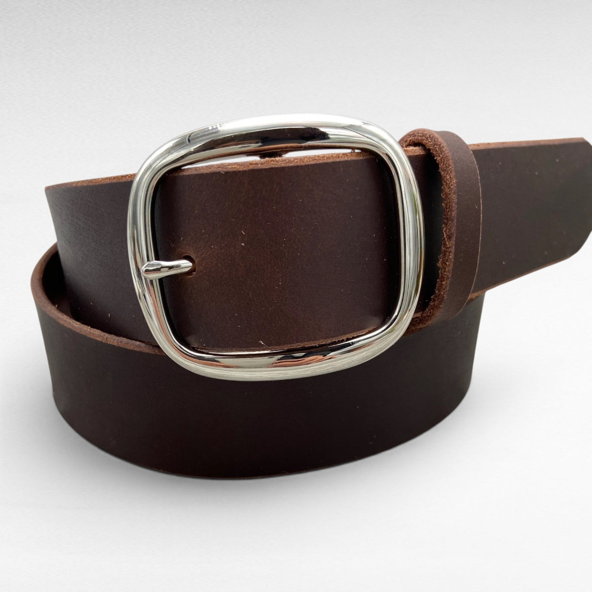 Classic Water Buffalo Leather Belt – Dark Brown – 1-3/4" | Handmade in USA