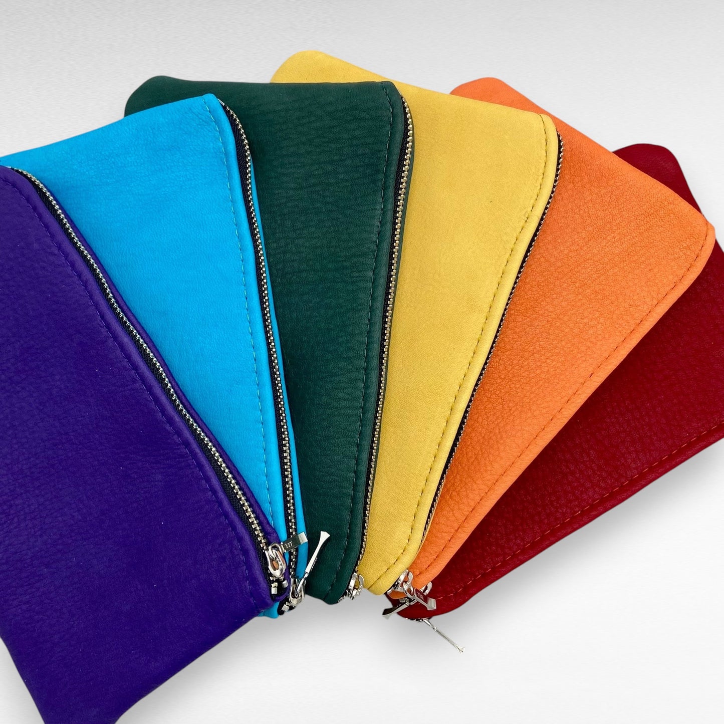 XL Colorful Deerskin Pouch – 8" Zipper