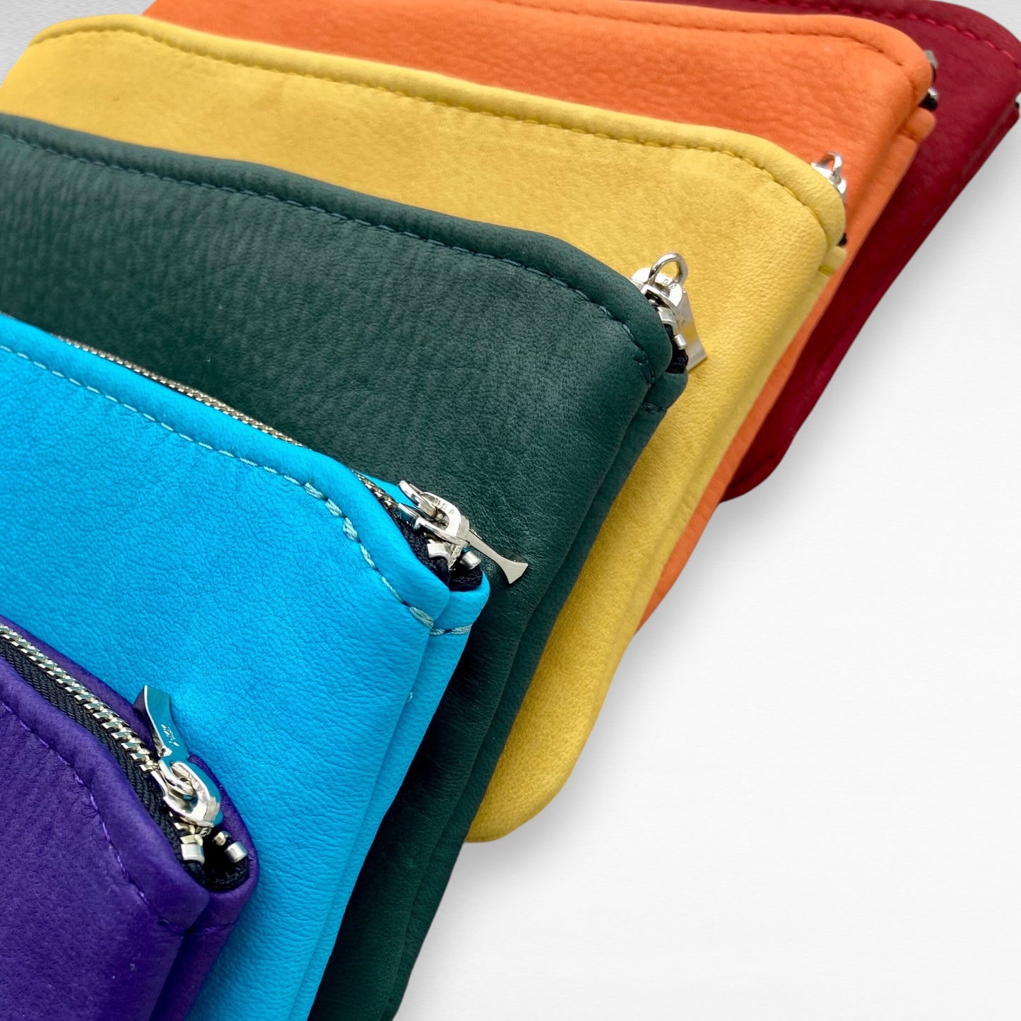 XL Colorful Deerskin Pouch – 8" Zipper