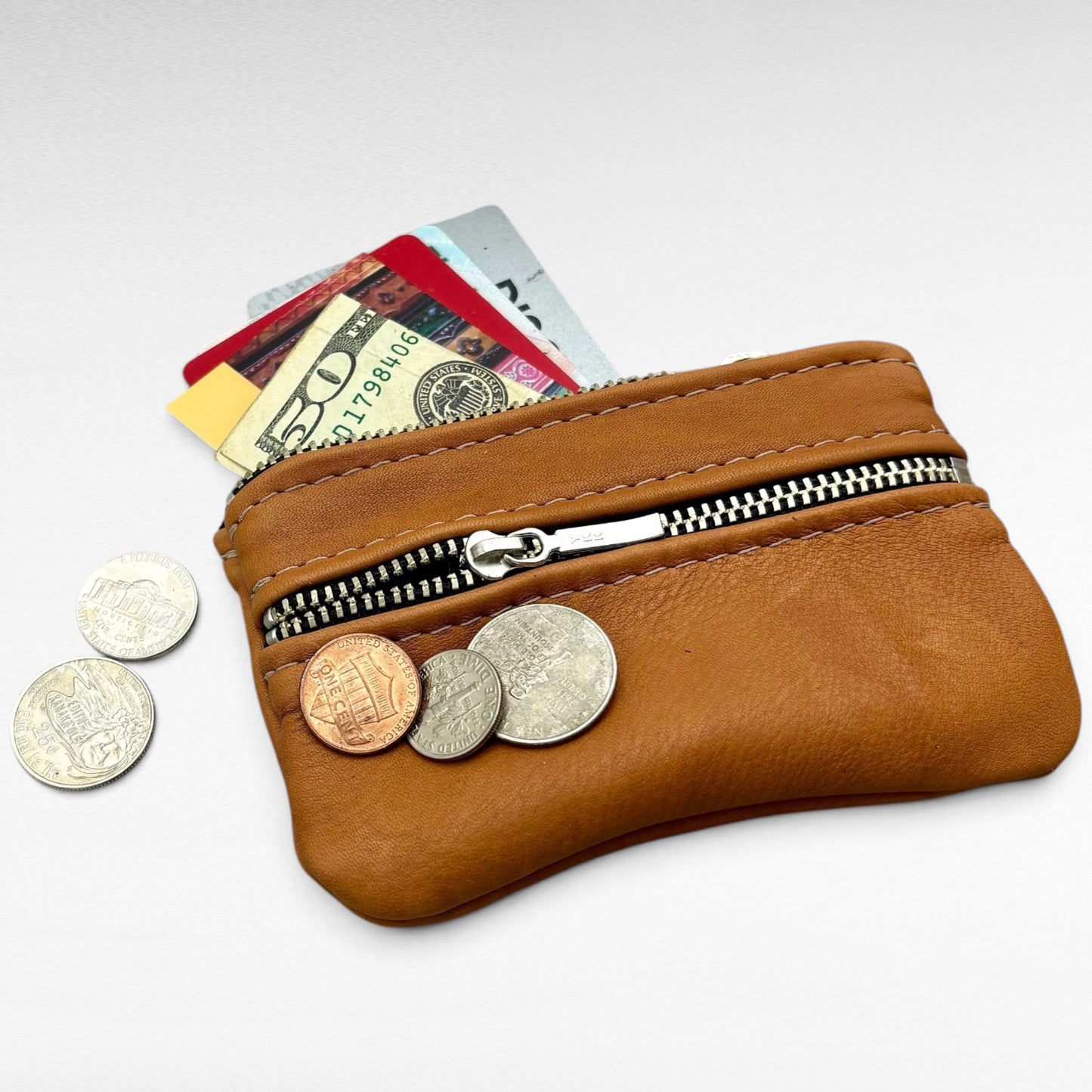 Small Deer Skin Double Zipper Pouch – 4.8" Zipper