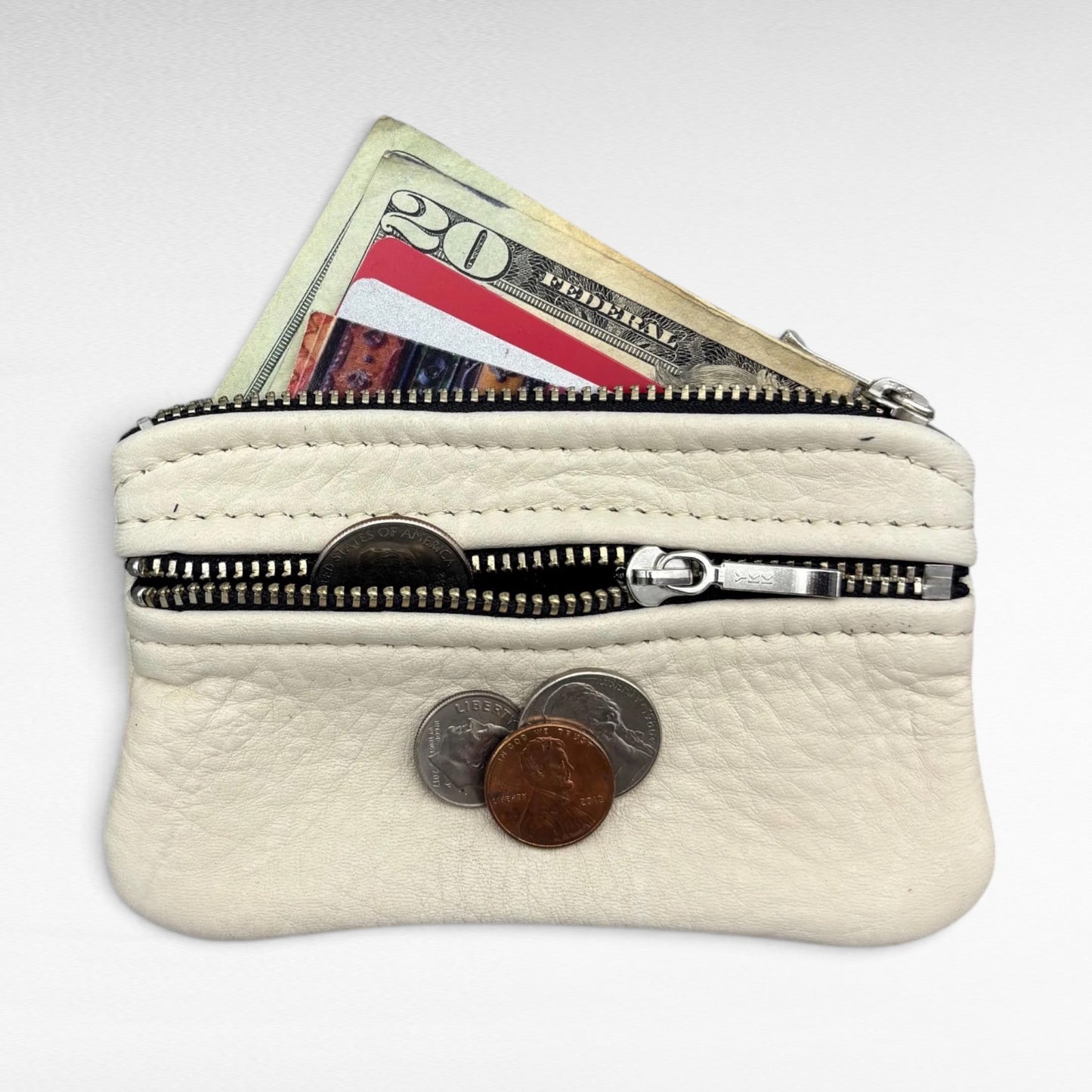 Small Deer Skin Double Zipper Pouch – 4.8" Zipper