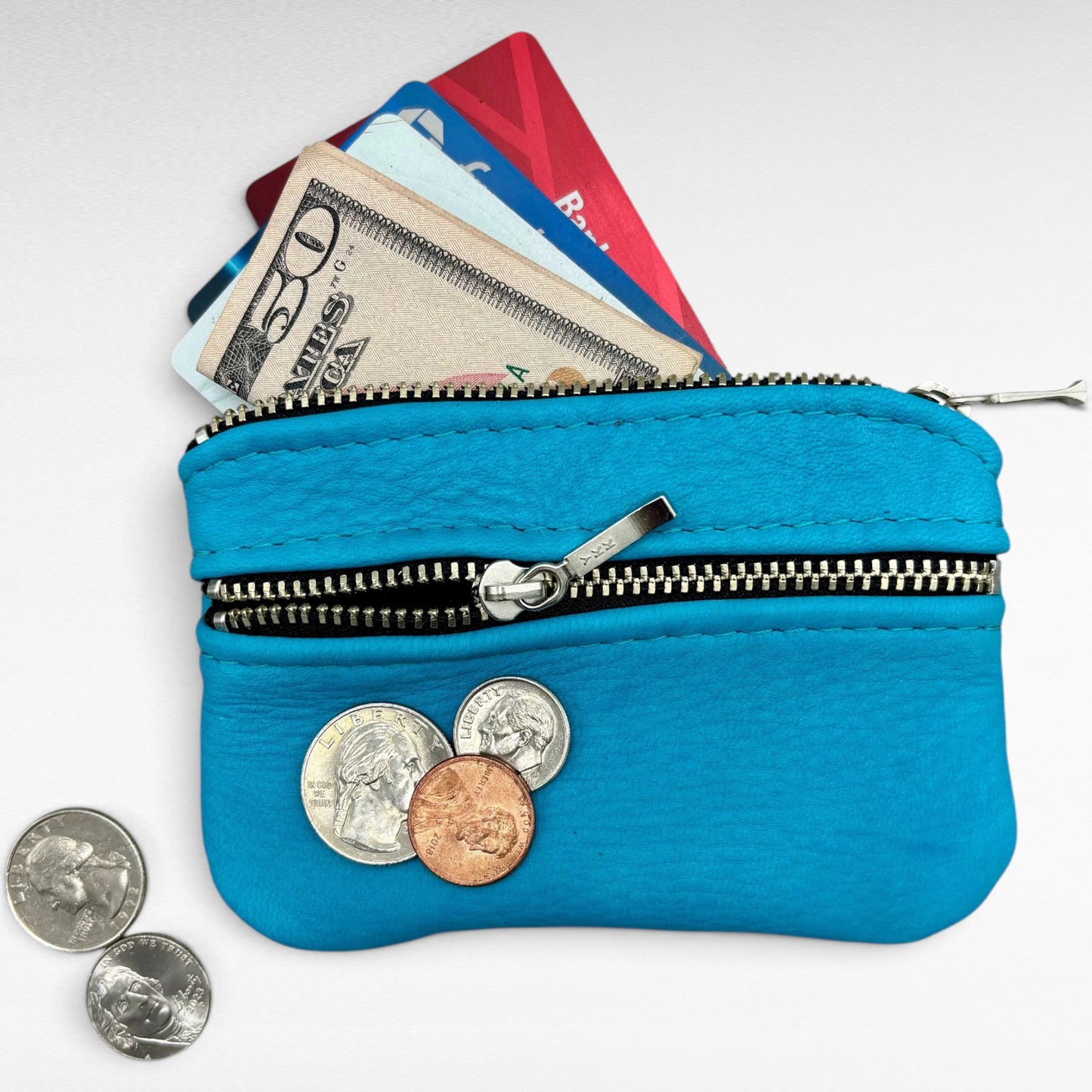 Small Deer Skin Double Zipper Pouch – 4.8" Zipper