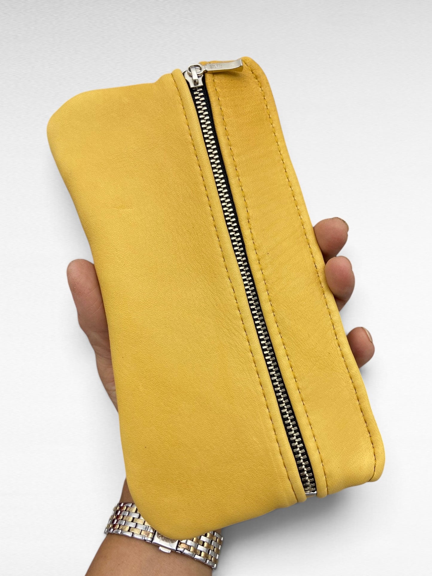 Large Deer Skin Double Zipper Pouch – 8" Zipper