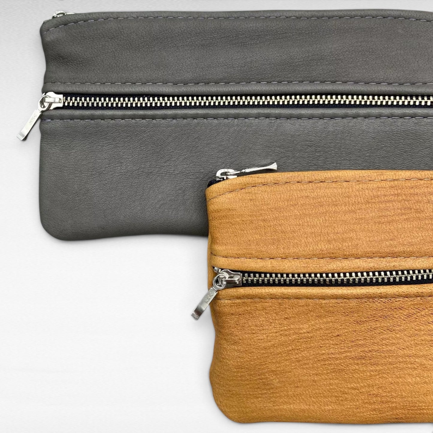 Large Deer Skin Double Zipper Pouch – 8" Zipper