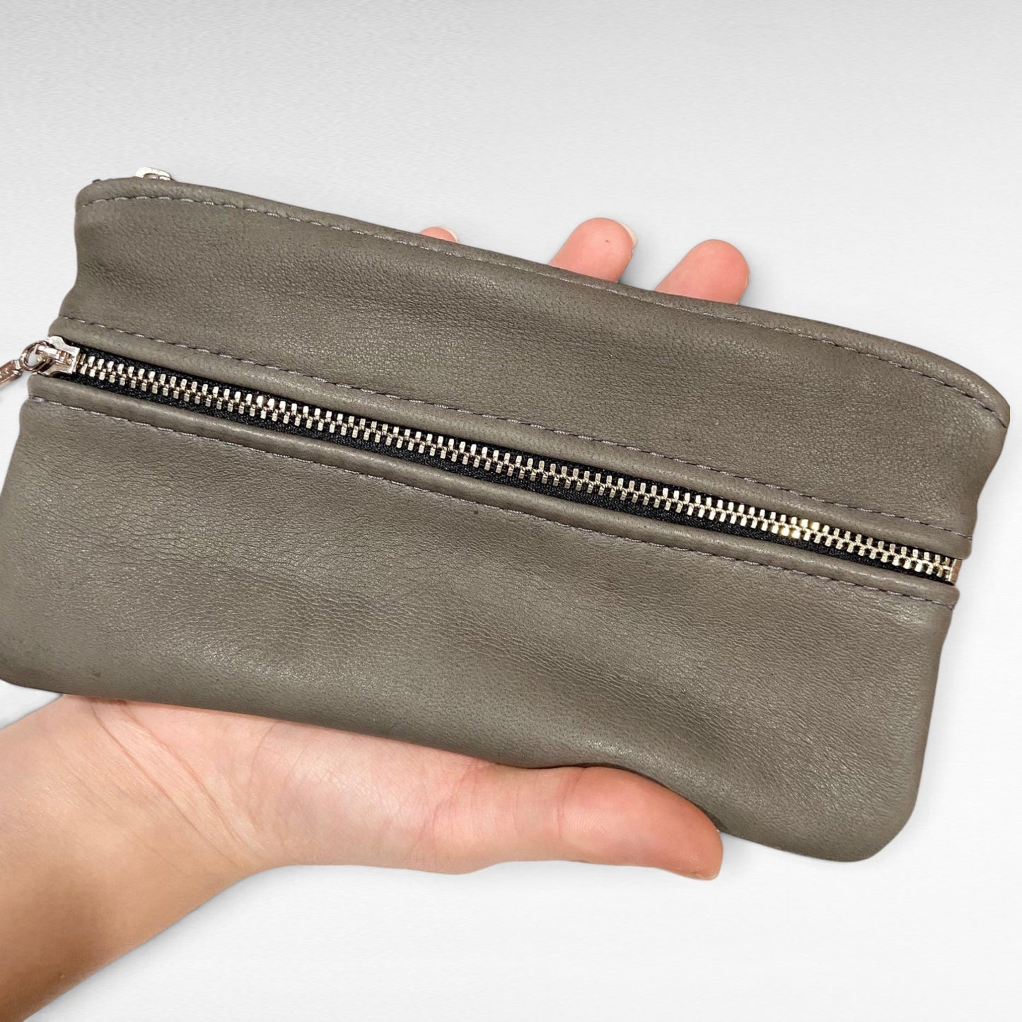 Large Deer Skin Double Zipper Pouch – 8" Zipper