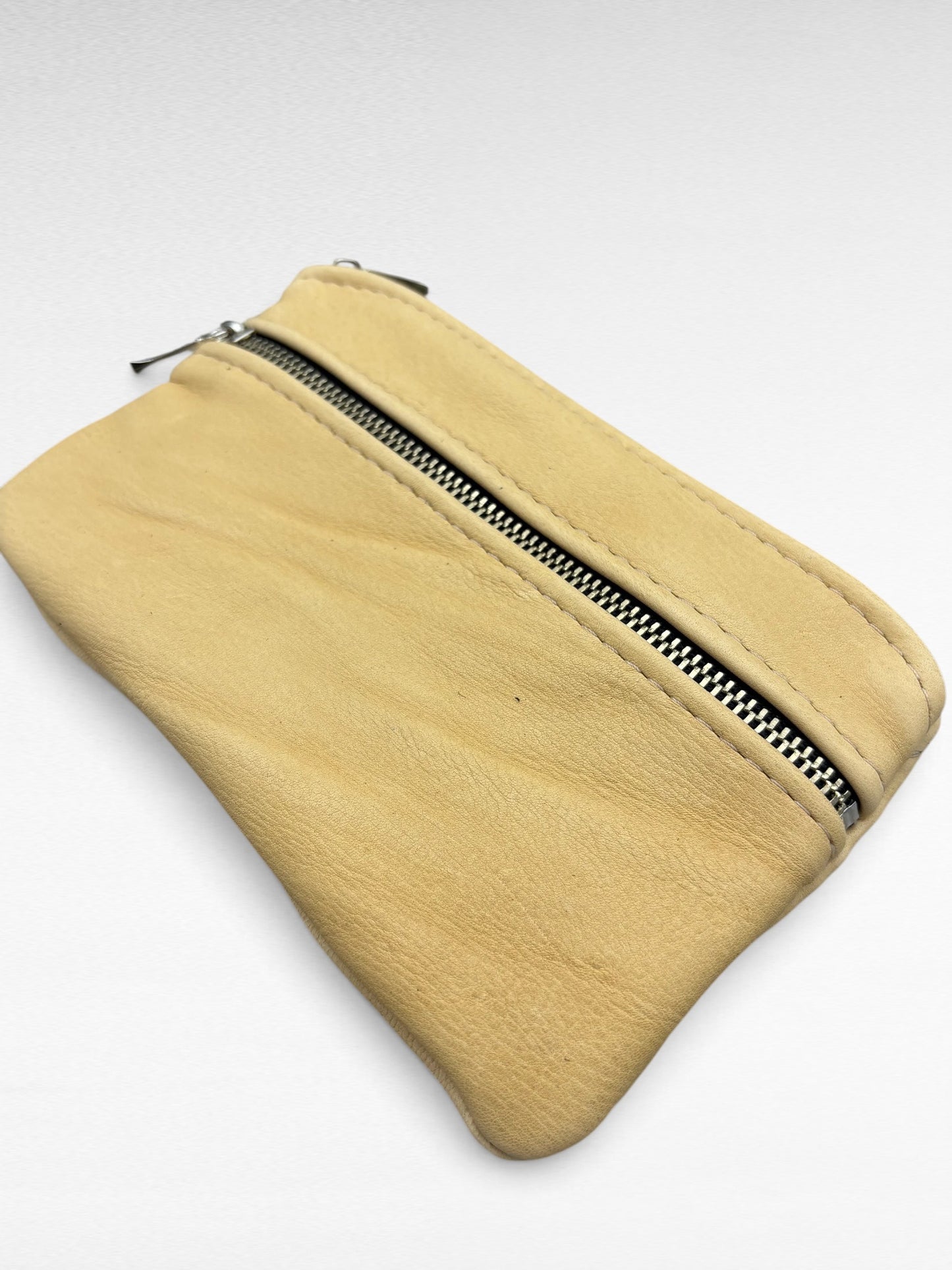 Medium Deer Skin Double Zipper Pouch – 7” Zipper