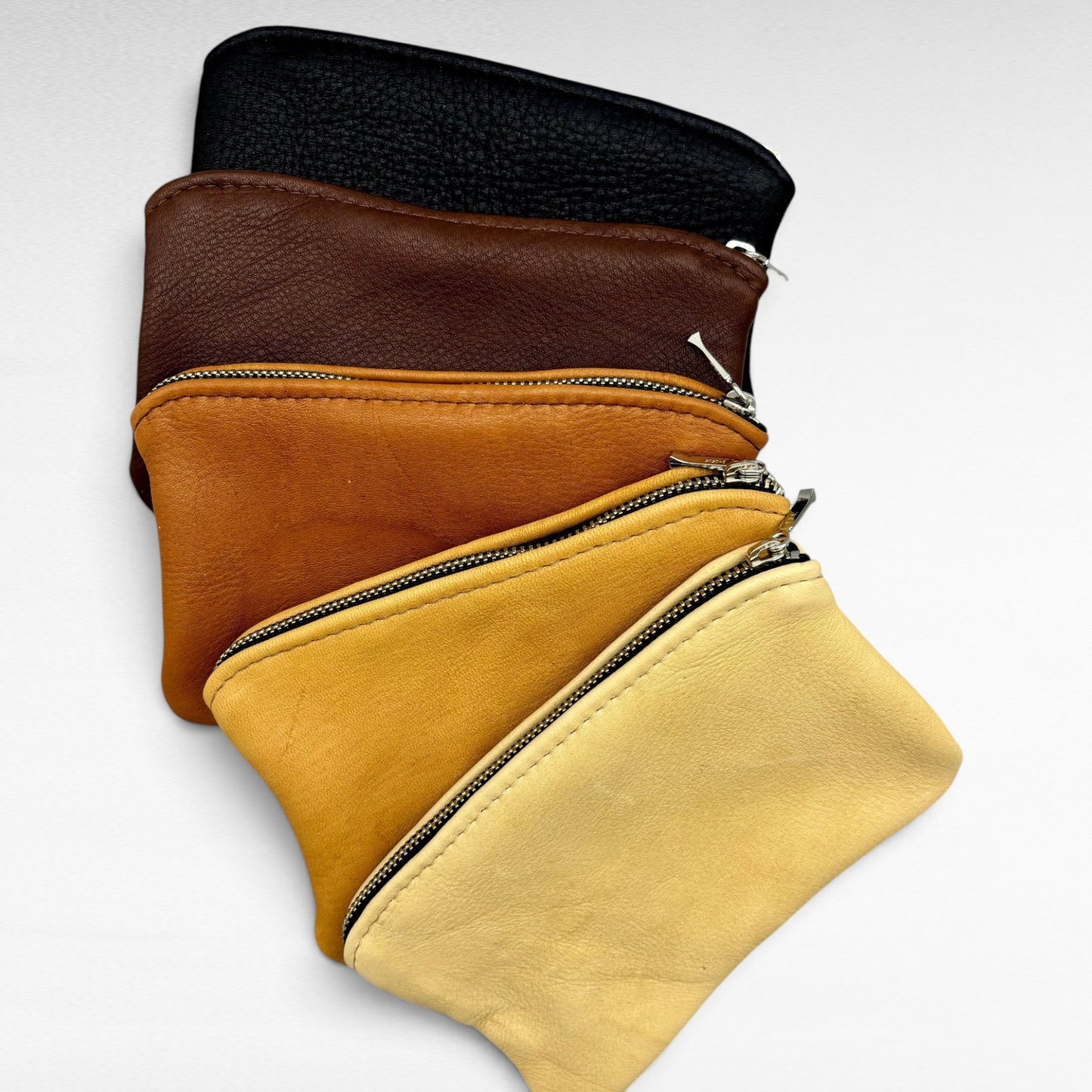 Medium Deer Skin Double Zipper Pouch – 7” Zipper