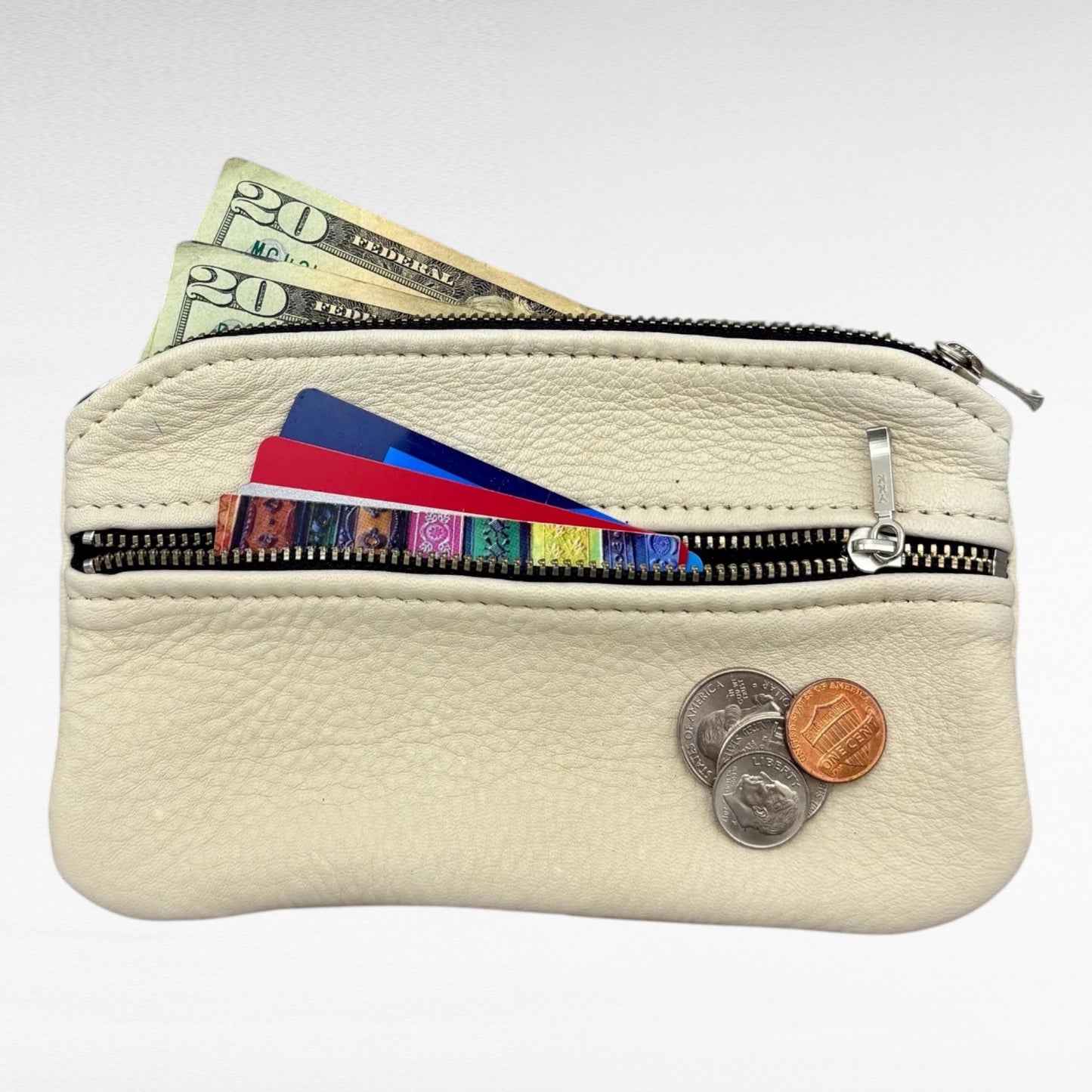 Medium Deer Skin Double Zipper Pouch – 7” Zipper