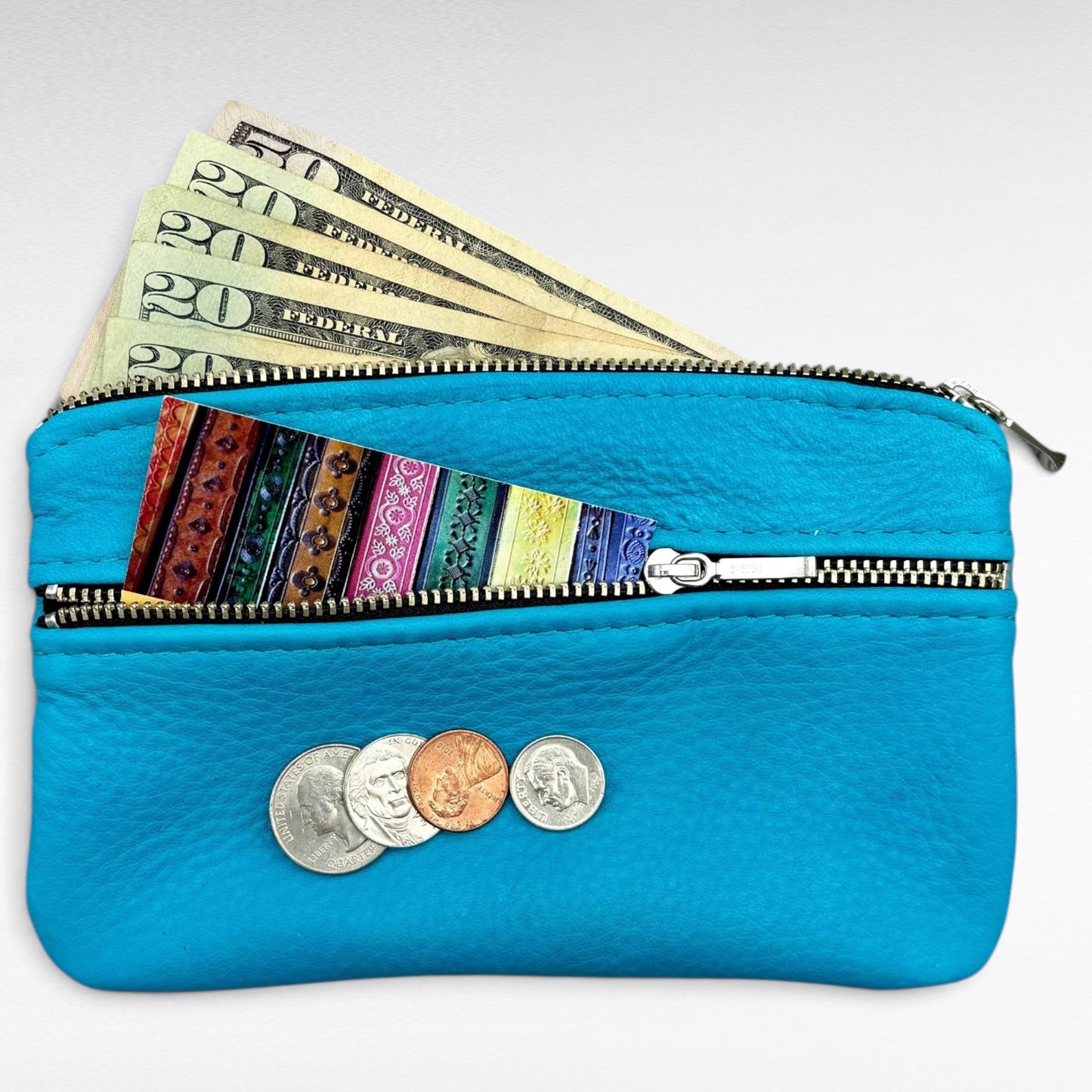 Medium Deer Skin Double Zipper Pouch – 7” Zipper