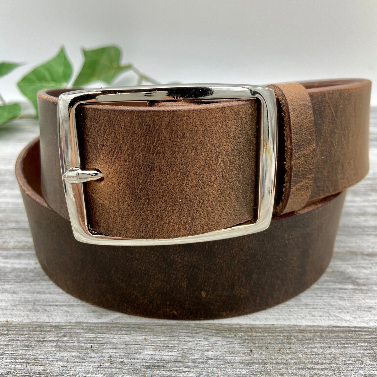 Crazy Horse Leather Belt – Brown – 1-3/4" | Handmade in USA