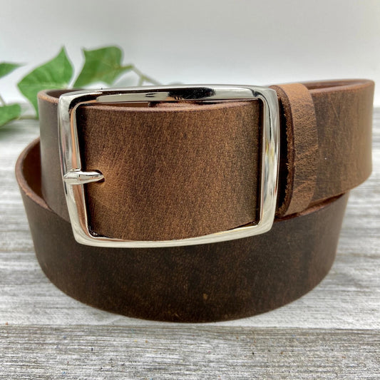 Crazy Horse Leather Belt – Brown – 1-3/4" | Handmade in USA
