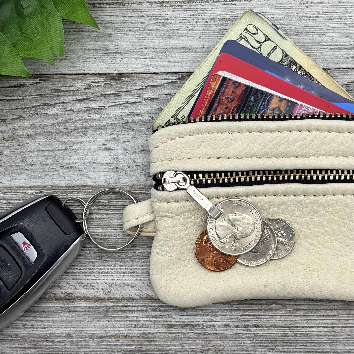 Deerskin 4.8" Double Zipper Pouch with Key Loop | Handmade in USA