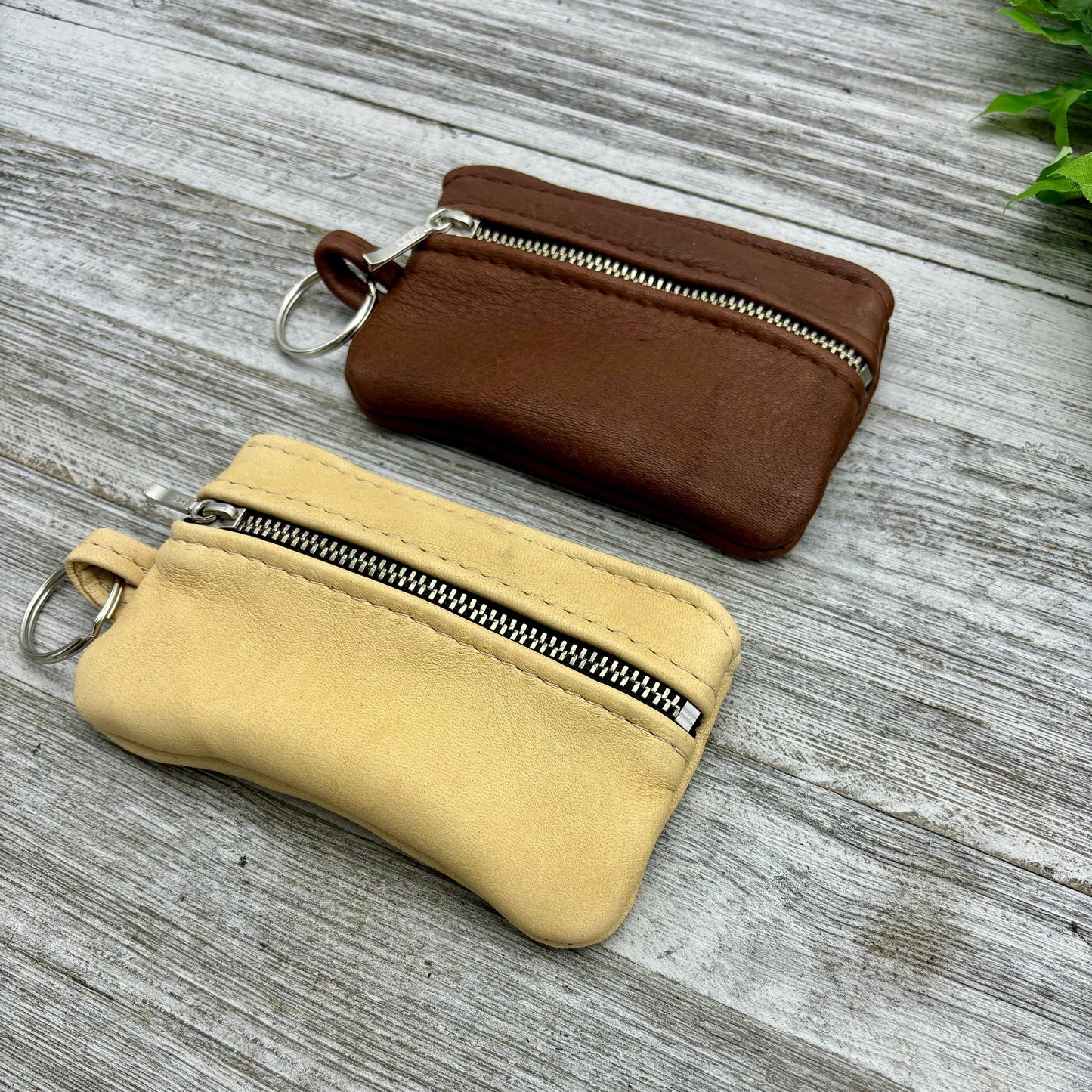 Deerskin 4.8" Double Zipper Pouch with Key Loop | Handmade in USA