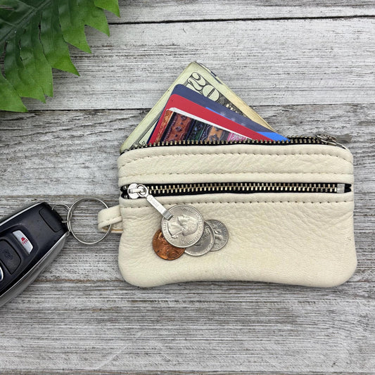 Deerskin 4.8" Double Zipper Pouch with Key Loop | Handmade in USA