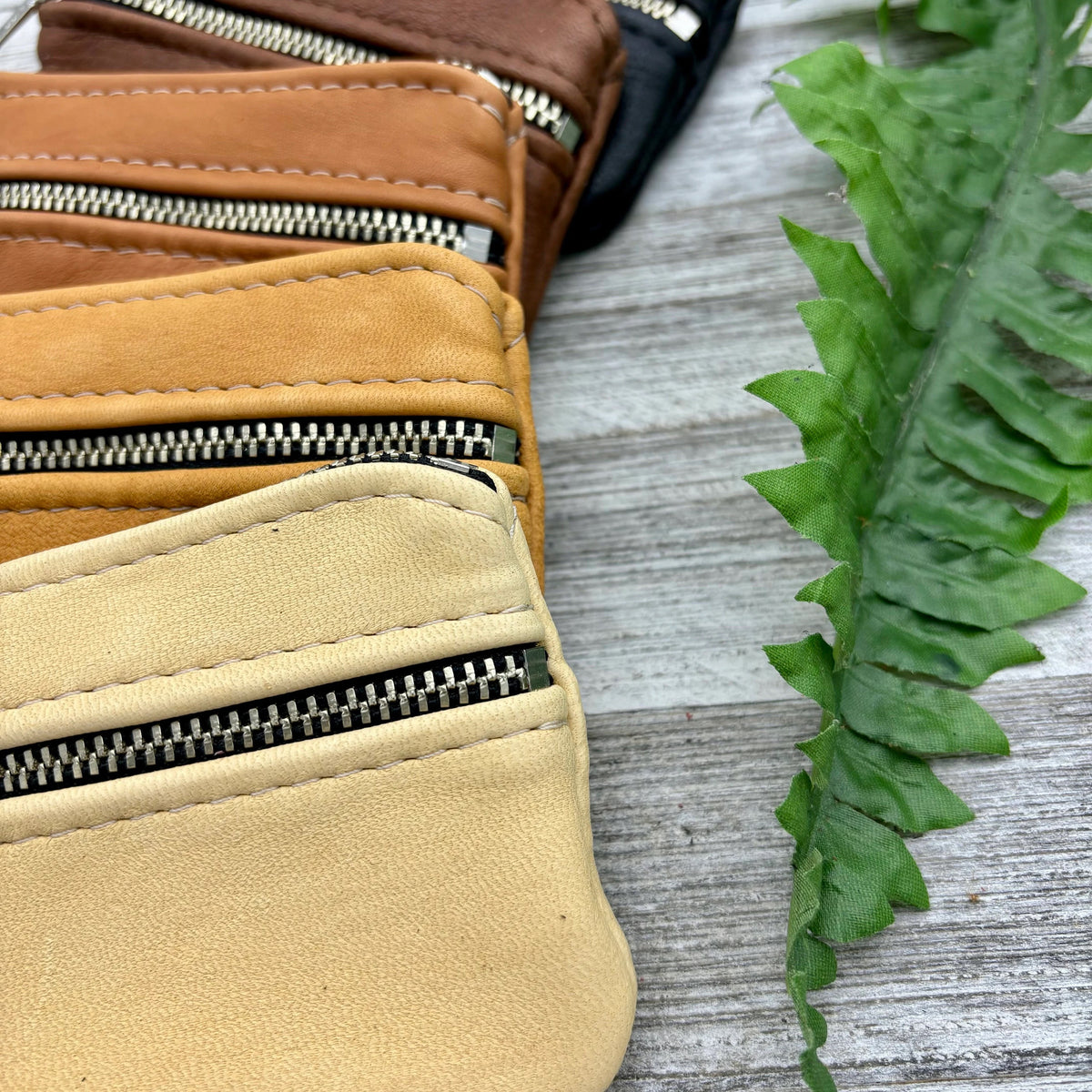Deerskin 4.8" Double Zipper Pouch with Key Loop | Handmade in USA