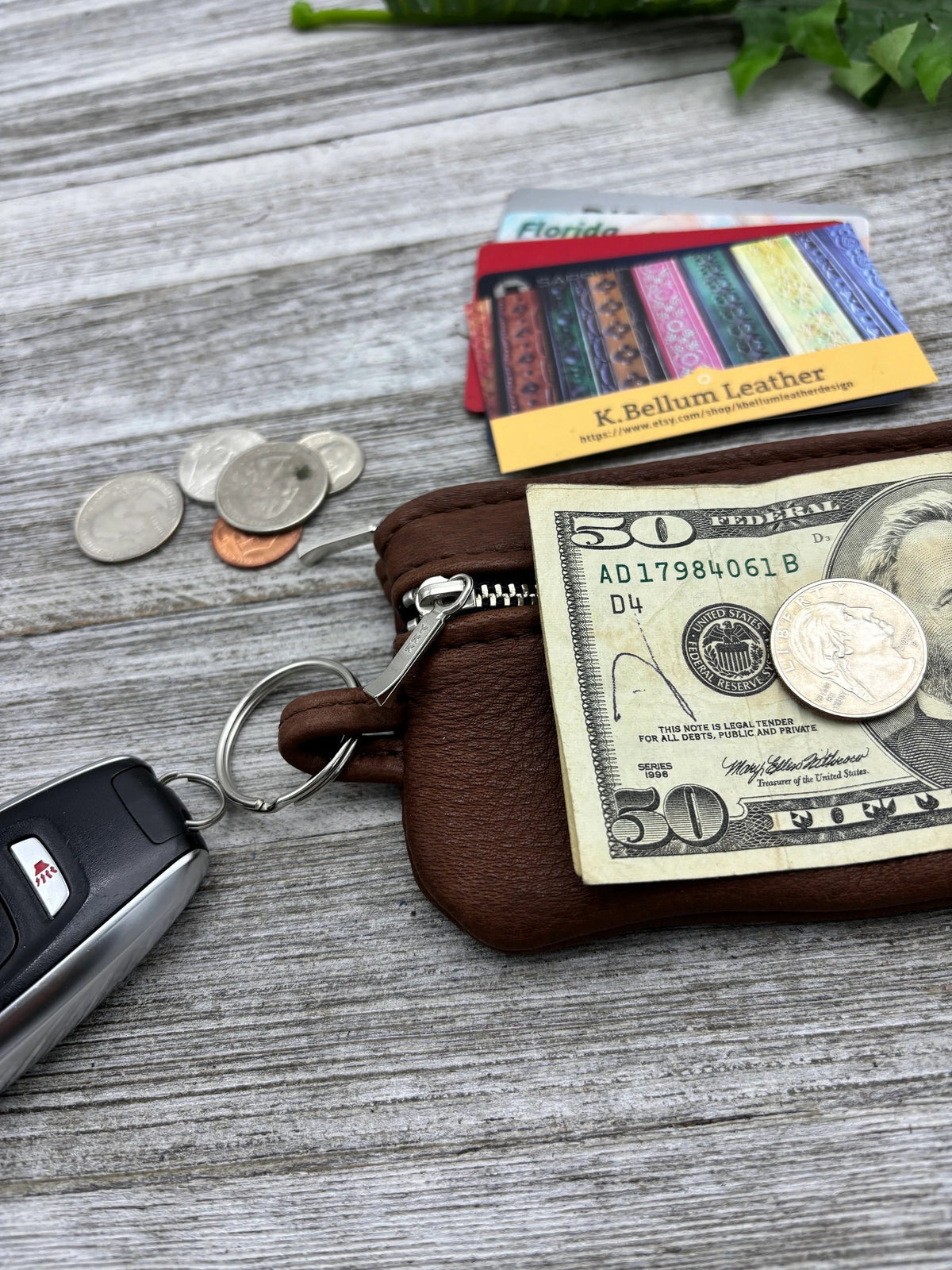 Deerskin 4.8" Double Zipper Pouch with Key Loop | Handmade in USA