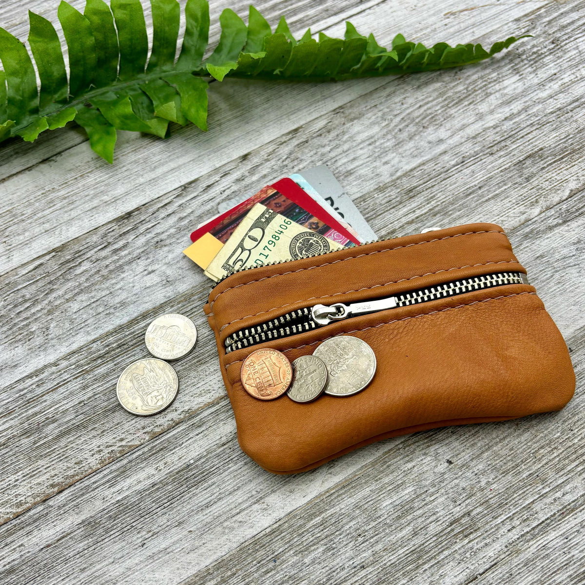 Deerskin 4.8" Double Zipper Pouch | Handmade in USA